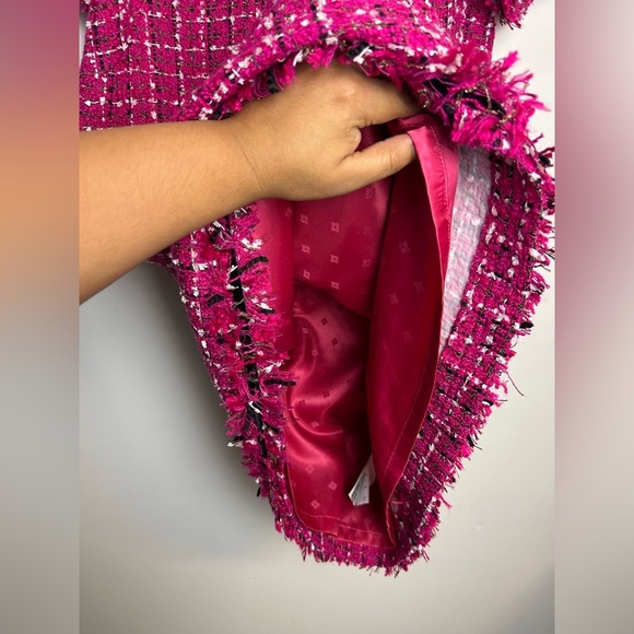 Kate spade New York Tweed Midi Dress Pink Barbiecore Old Money Clean Girl Size 8 - Picture 6 of 13